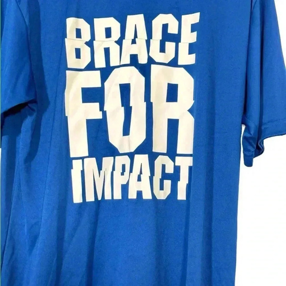 Lids Brand Blue Men's Large Polyester Short Sleeve Shirt Brace For Impact - Picture 2 of 9